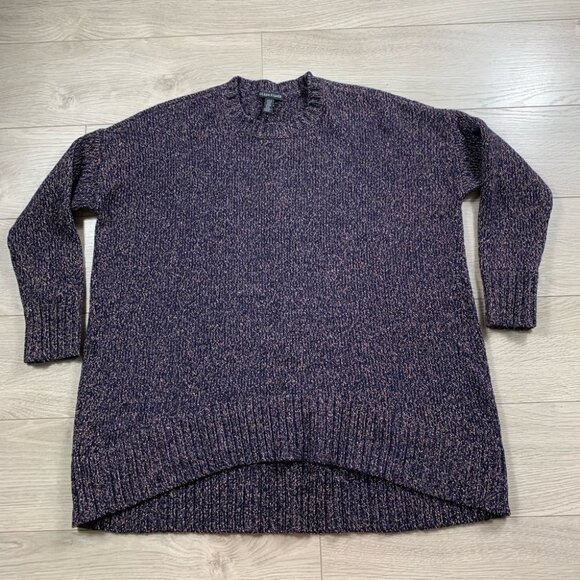 Eileen Fisher Dark Purple Thick Knit High Low Sweater - Picture 3 of 8